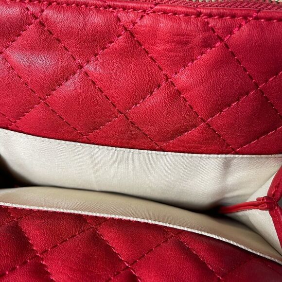 Aldo red quilted crossbody bag with gold tone latch closure. - Picture 7 of 12